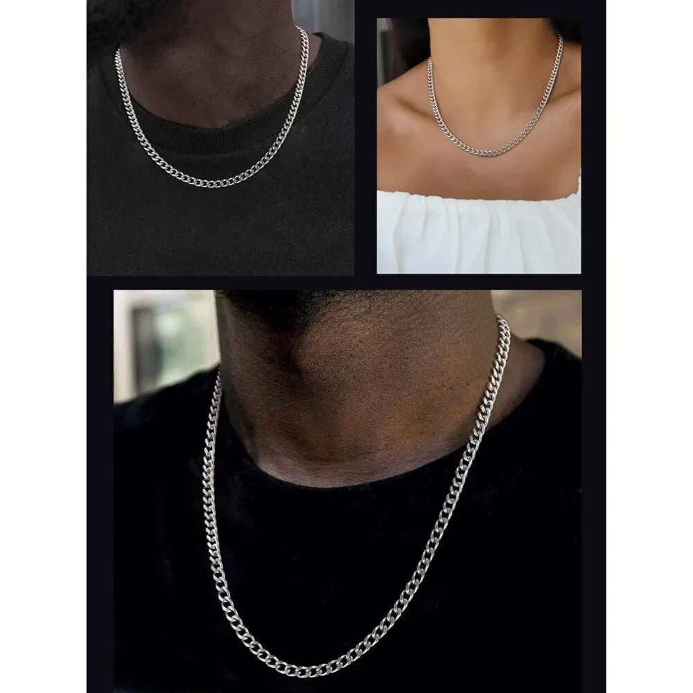 Miami Cuban Link Chain Necklace for Men Stainless Steel 4.8mm Plated Hip Hop